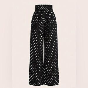 Polka Dot Wide-Leg Pants